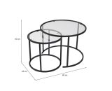 Tavolino da salotto Abbadesse, Tavolo basso da caffè, Portariviste per divano, Ripiano da soggiorno, 60x60 h43 cm, Nero e Trasparente