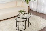 Tavolino da salotto Abbadesse, Tavolo basso da caffè, Portariviste per divano, Ripiano da soggiorno, 60x60 h43 cm, Nero e Trasparente