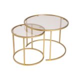 Tavolino da salotto Abbadesse, Tavolo basso da caffè, Portariviste per divano, Ripiano da soggiorno, 60x60 h43 cm, Oro e Bronzo