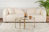 Tavolino da salotto Abbadesse, Tavolo basso da caffè, Portariviste per divano, Ripiano da soggiorno, 60x60 h43 cm, Oro e Trasparente
