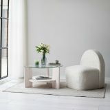 Tavolino da salotto Alnitak, Tavolo basso da soggiorno, Ripiano da caffè, Tavolino per divano, 75x75h40 cm, Bianco