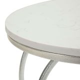 Tavolino da Salotto Argento Bianco Marmo Struttura a Cuore Forma Rotondo 40x40x46h cm, Colore Ripiano Bianco - Masaka