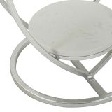 Tavolino da Salotto Argento Bianco Marmo Struttura a Cuore Forma Rotondo 40x40x46h cm, Colore Ripiano Bianco - Masaka