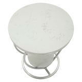 Tavolino da Salotto Argento Bianco Marmo Struttura a Cuore Forma Rotondo 40x40x46h cm, Colore Ripiano Bianco - Masaka