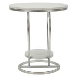 Tavolino da Salotto Argento Bianco Marmo Struttura a Cuore Forma Rotondo 40x40x46h cm, Colore Ripiano Bianco - Masaka