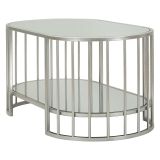 Tavolino da Salotto Argento Trasparente un Vano Forma Ovale 90x50x45h cm, Colore Ripiano Trasparente - Fafa