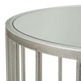 Tavolino da Salotto Argento Trasparente un Vano Forma Ovale 90x50x45h cm, Colore Ripiano Trasparente - Fafa