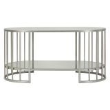Tavolino da Salotto Argento Trasparente un Vano Forma Ovale 90x50x45h cm, Colore Ripiano Trasparente - Fafa