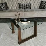 Tavolino da salotto Astoria, Tavolo basso da soggiorno, Ripiano da caffè, Tavolino per divano, 96x81h41 cm, Noce