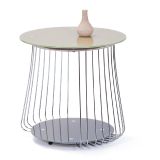 Tavolino da salotto BadHonnef, Tavolo basso da caffè, Portariviste per divano, Ripiano da soggiorno, 50x50 h50 cm, Grigio