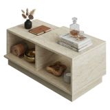 Tavolino da Salotto Beige Crema 2 Vani Forma Rettangolare 90x45x36h cm, Sfumatura Colore Ripiano Crema - Morino