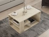 Tavolino da Salotto Beige Marmo 2 Vani Forma Rettangolare 80x40x50h cm, Sfumatura Colore Ripiano Marmo - Verde