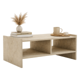 Tavolino da Salotto Beige Marmo 2 Vani Forma Rettangolare 90x50x35h cm, Sfumatura Colore Ripiano Marmo - Oria