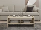 Tavolino da Salotto Beige Marmo 2 Vani Forma Rettangolare 90x50x35h cm, Sfumatura Colore Ripiano Marmo - Oria