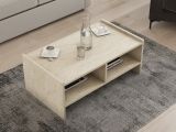 Tavolino da Salotto Beige Marmo 2 Vani Forma Rettangolare 90x50x35h cm, Sfumatura Colore Ripiano Marmo - Oria