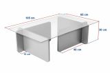 Tavolino da Salotto Beige Marmo Bianco Portariviste Forma Rettangolare 105x65x30h cm, Colore Ripiano Trasparente - Rhysand