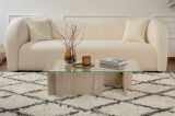 Tavolino da Salotto Beige Marmo Bianco Portariviste Forma Rettangolare 105x65x30h cm, Colore Ripiano Trasparente - Rhysand