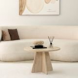 Tavolino da Salotto Beige Marmo Forma Rotondo Materiale Piano in Legno Nobilitato 60x60x40h cm, Colore Ripiano Beige - Armanda