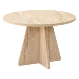 Tavolino da Salotto Beige Marmo Forma Rotondo Materiale Piano in Legno Nobilitato 60x60x40h cm, Colore Ripiano Beige - Armanda