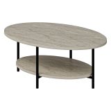Tavolino da Salotto Beige Marmo Nero con Piedini un Vano 90x60x36h cm, Forma Ovale - Subiaco