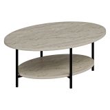 Tavolino da Salotto Beige Marmo Nero con Piedini un Vano 90x60x36h cm, Forma Ovale - Subiaco