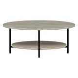 Tavolino da Salotto Beige Marmo Nero con Piedini un Vano 90x60x36h cm, Forma Ovale - Subiaco