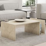 Tavolino da Salotto Beige Marmo un Vano Forma Rettangolare 87x50x32h cm, Sfumatura Colore Ripiano Marmo - Piuro