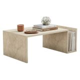 Tavolino da Salotto Beige Marmo un Vano Forma Rettangolare 87x50x32h cm, Sfumatura Colore Ripiano Marmo - Piuro