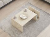 Tavolino da Salotto Beige Marmo un Vano Forma Rettangolare 87x50x32h cm, Sfumatura Colore Ripiano Marmo - Piuro