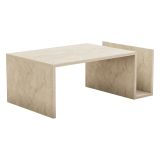 Tavolino da Salotto Beige Marmo un Vano Forma Rettangolare 87x50x32h cm, Sfumatura Colore Ripiano Marmo - Piuro