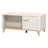 Tavolino da Salotto Beige Marrone Rovere con Piedini un Vano 101x54.5x46h cm, Forma Rettangolare - Patu