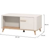 Tavolino da Salotto Beige Marrone Rovere con Piedini un Vano 101x54.5x46h cm, Forma Rettangolare - Patu