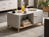 Tavolino da Salotto Beige Marrone Rovere con Piedini un Vano 101x54.5x46h cm, Forma Rettangolare - Patu