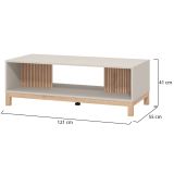 Tavolino da Salotto Beige Marrone Rovere con Piedini un Vano 120.5x54.5x41h cm, Forma Rettangolare - Leguzzano