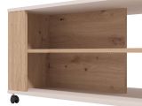 Tavolino da Salotto Beige Marrone Rovere Nodi con Ruote 2 Vani 101x54.5x46h cm, Forma Rettangolare - Dosso