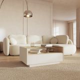 Tavolino da Salotto Beige Marrone Rovere un Cassetto un Vano 96x40x43h cm, Forma Rettangolare - Karisasa