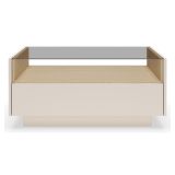 Tavolino da Salotto Beige Marrone Rovere un Cassetto un Vano 96x40x43h cm, Forma Rettangolare - Karisasa