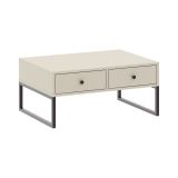 Tavolino da Salotto Beige Nero 2 Cassetti 2 Vani 77x60x36h cm, Forma Rettangolare - Liparoza