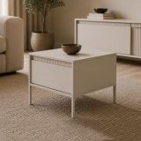 Tavolino da Salotto Beige un Cassetto con Piedini 68x48x68h cm, Forma Quadrato - Kasinela