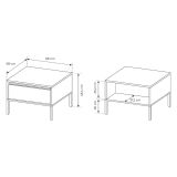 Tavolino da Salotto Beige un Cassetto con Piedini 68x48x68h cm, Forma Quadrato - Kasinela