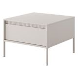 Tavolino da Salotto Beige un Cassetto con Piedini 68x48x68h cm, Forma Quadrato - Kasinela