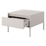 Tavolino da Salotto Beige un Cassetto con Piedini 68x48x68h cm, Forma Quadrato - Kasinela