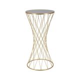 Tavolino da salotto Berceto, Tavolo basso da caffè, Portariviste per divano, Ripiano da soggiorno, Oro, 50x50 h100 cm
