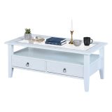 Tavolino da Salotto Bianco 2 Cassetti Portariviste 115x60x45h cm, un Vano - Minturno
