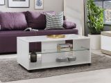 Tavolino da Salotto Bianco 2 Vani con Ruote 101x60x45h cm, Forma Rettangolare - Giussano