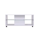 Tavolino da Salotto Bianco 2 Vani con Ruote 101x60x45h cm, Forma Rettangolare - Giussano