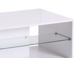 Tavolino da Salotto Bianco 2 Vani con Ruote 101x60x45h cm, Forma Rettangolare - Giussano