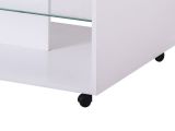 Tavolino da Salotto Bianco 2 Vani con Ruote 101x60x45h cm, Forma Rettangolare - Giussano