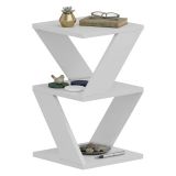 Tavolino da Salotto Bianco 2 Vani Forma Rettangolare 30x30x50h cm, Materiale Piano in Legno Nobilitato - Rubiana