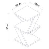 Tavolino da Salotto Bianco 2 Vani Forma Rettangolare 30x30x50h cm, Materiale Piano in Legno Nobilitato - Rubiana